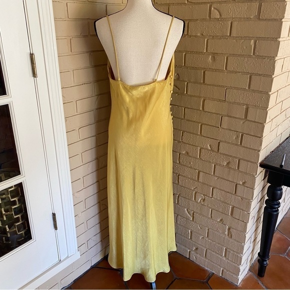 Zara Lingerie Style Gold Satin Slip Dress Button Side Large L NEW NWT - Picture 7 of 10